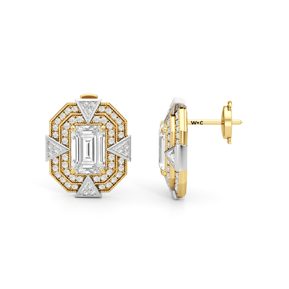 The Empire Earrings with 18KT White & Yellow Gold / Lab / 5 1/2 Cut Diamond in 14KT White & Yellow Gold / Lab / 5 1/2 view 7
