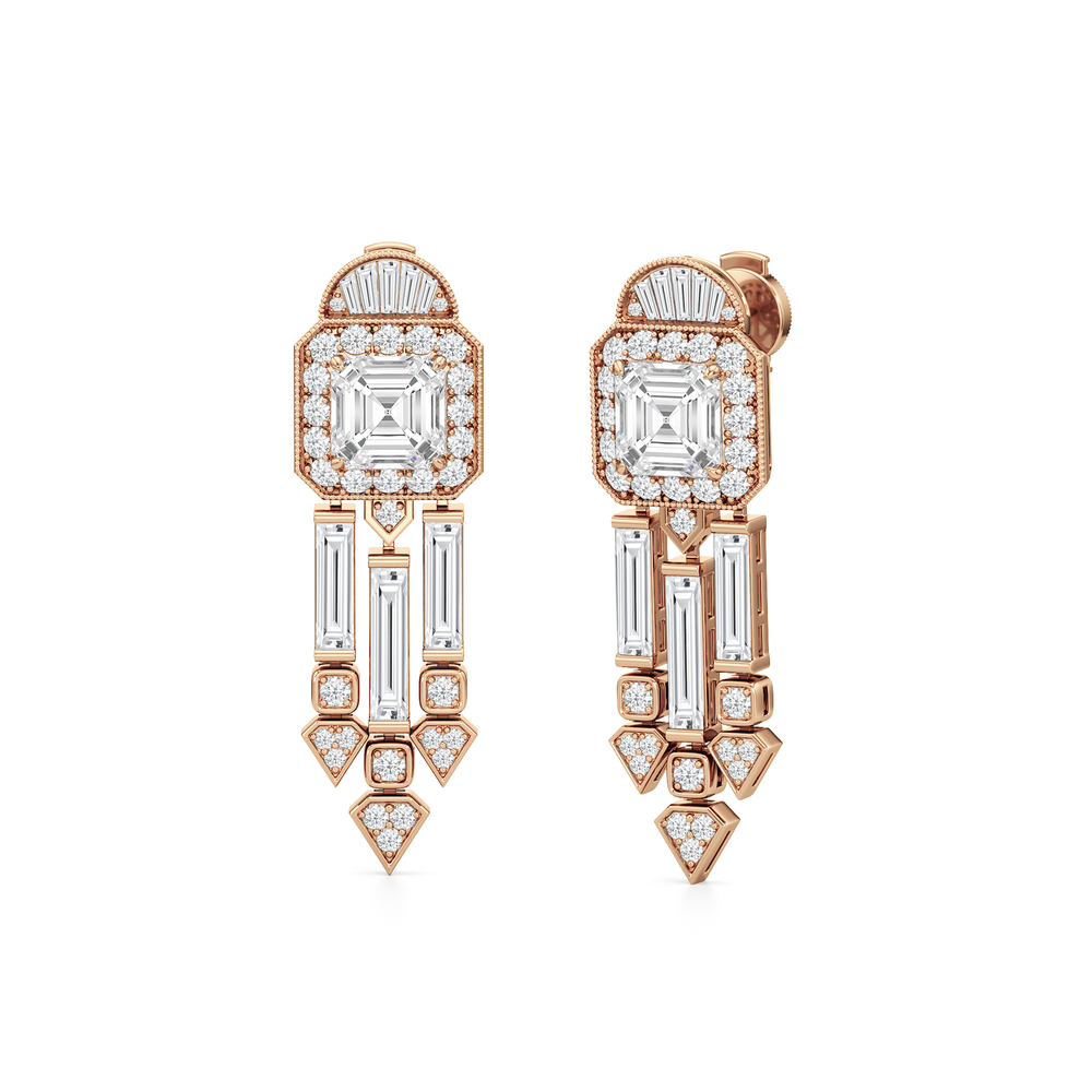 The Bacardi Earrings with 18KT Rose Gold / Lab / 7 3/8 Cut Diamond in 14KT Rose Gold / Lab / 7 3/8 view 2
