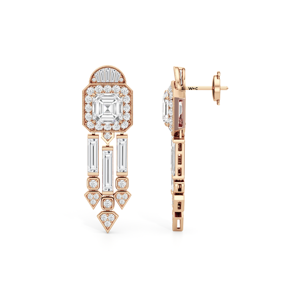 The Bacardi Earrings with 18KT Rose Gold / Lab / 7 3/8 Cut Diamond in 14KT Rose Gold / Lab / 7 3/8 view 7
