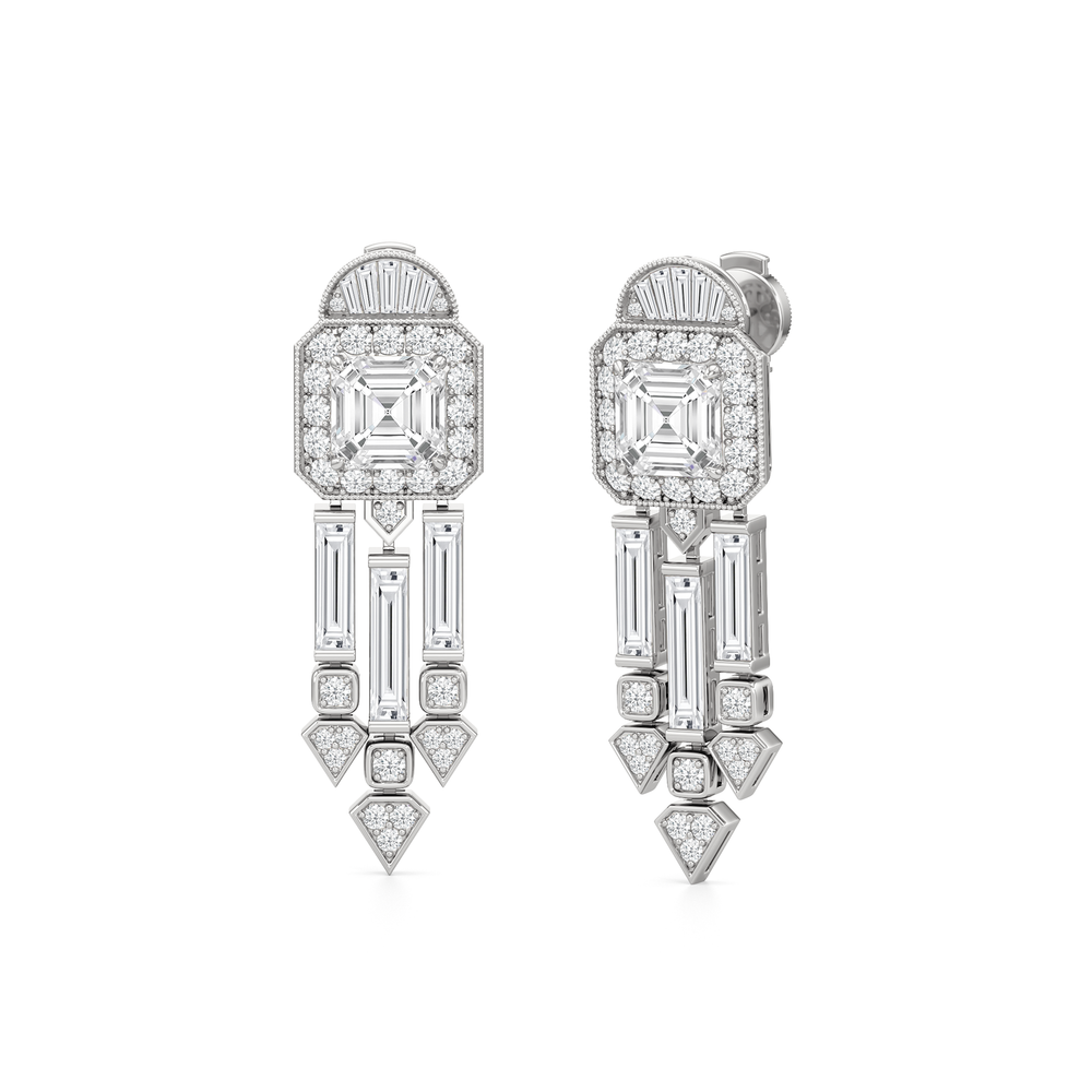The Bacardi Earrings with Platinum / Lab / 7 3/8 Cut Diamond in 14KT Platinum / Lab / 7 3/8 view 2
