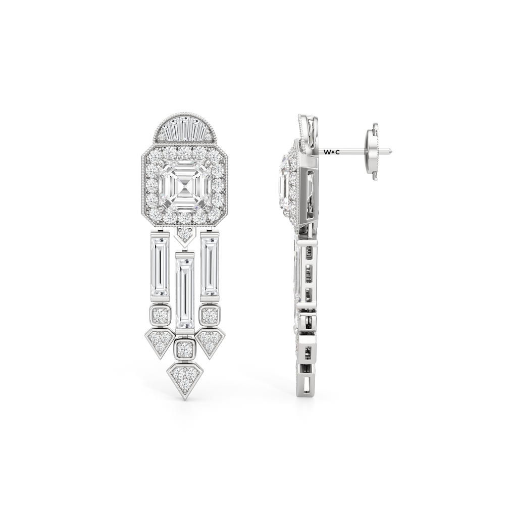 The Bacardi Earrings with Platinum / Lab / 7 3/8 Cut Diamond in 14KT Platinum / Lab / 7 3/8 view 7
