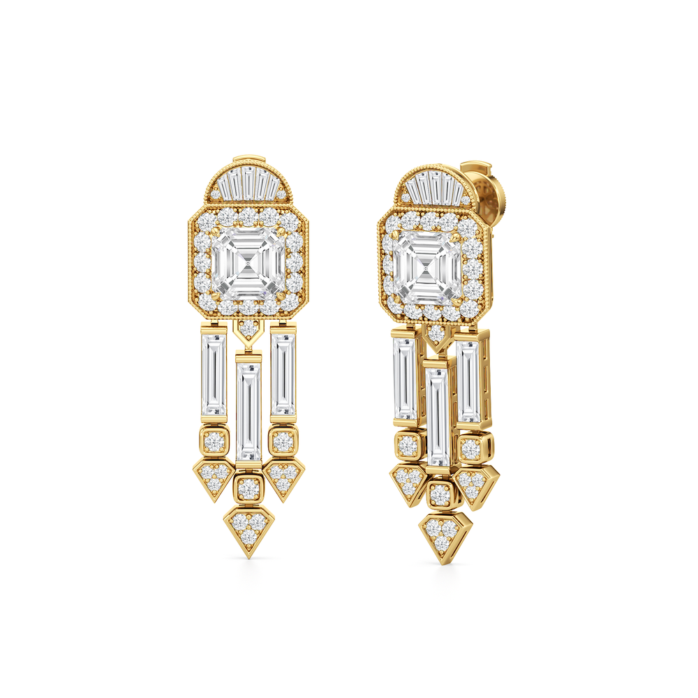 The Bacardi Earrings with 18KT Yellow Gold / Lab / 7 3/8 Cut Diamond in 14KT Yellow Gold / Lab / 7 3/8 view 2

