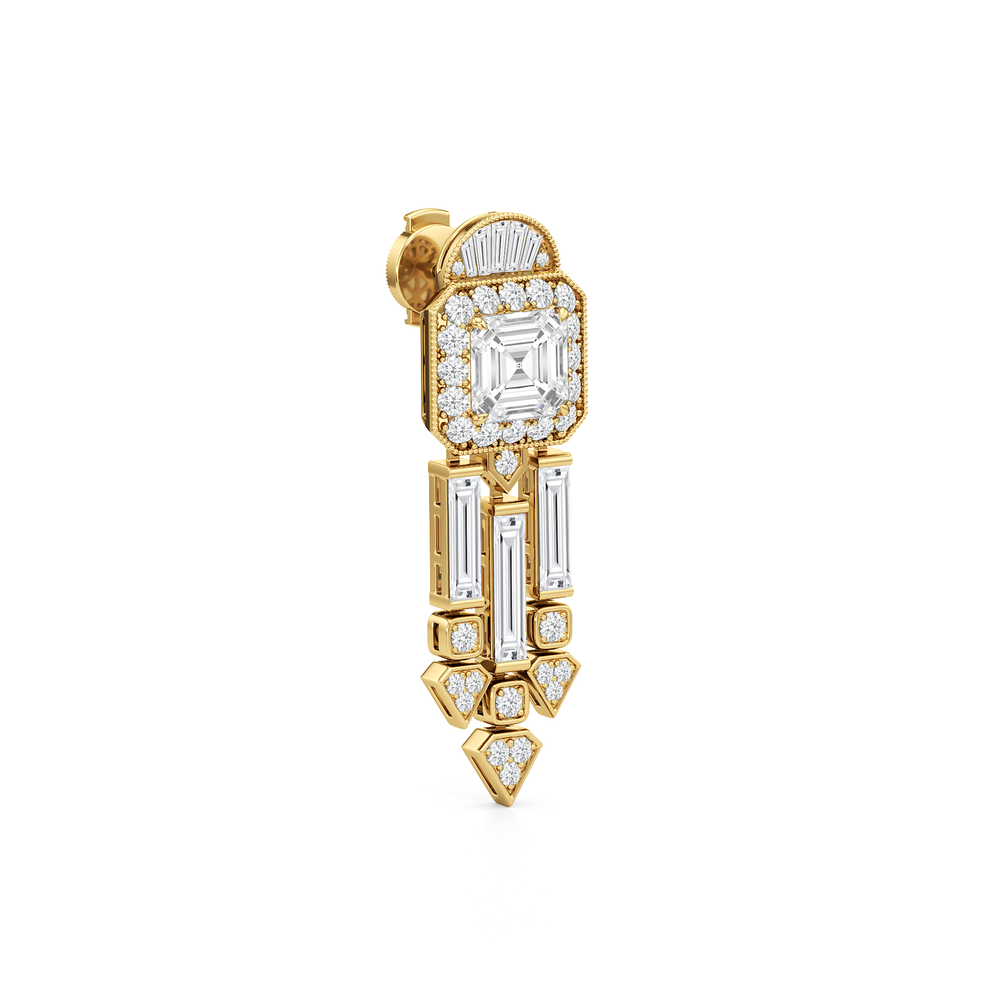 The Bacardi Earrings with 18KT Yellow Gold / Lab / 7 3/8 Cut Diamond in 14KT Yellow Gold / Lab / 7 3/8 view 5
