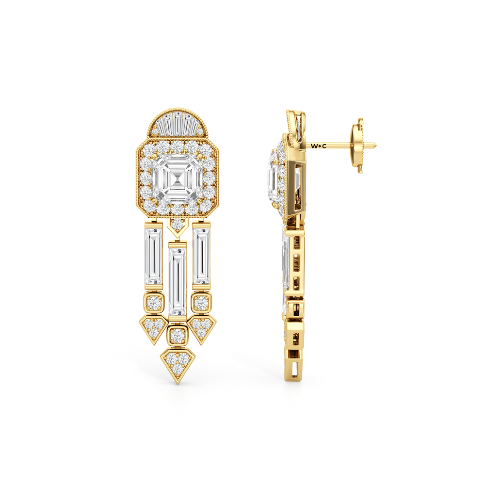 The Bacardi Earrings with 18KT Yellow Gold / Lab / 7 3/8 Cut Diamond in 14KT Yellow Gold / Lab / 7 3/8 view 7
