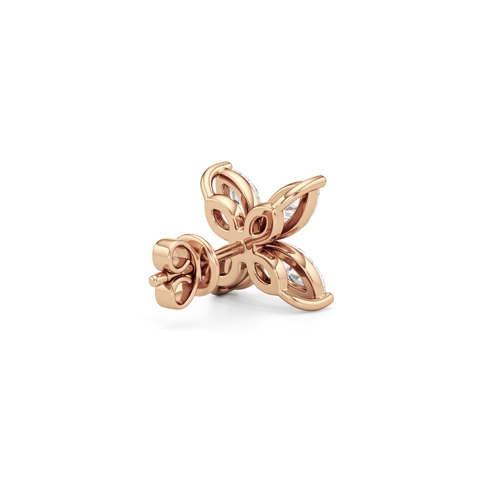 Wildflower Studs with 14KT Rose Gold / Lab / 1 Cut Diamond in 14KT Rose Gold / Lab / 1 view 5
