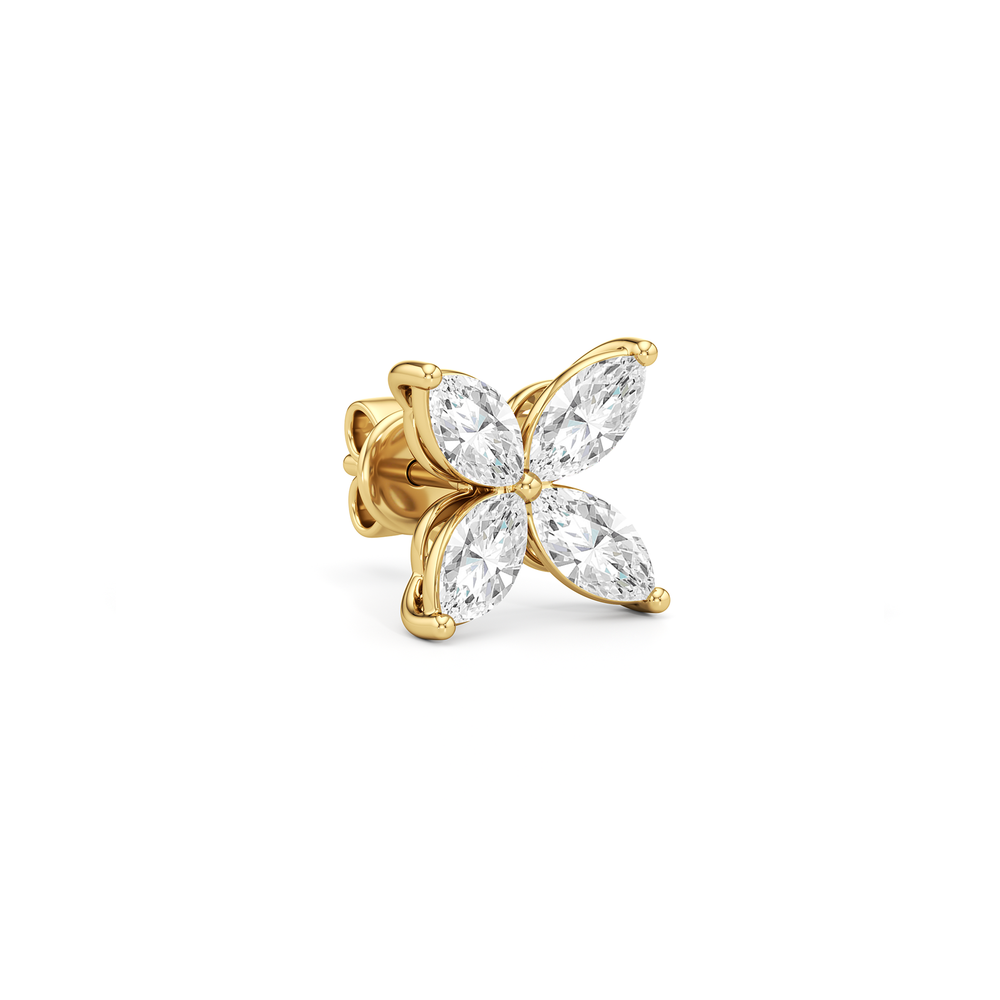 Wildflower Studs with 14KT Yellow Gold / Lab / 1 Cut Diamond in 14KT Yellow Gold / Lab / 1 view 4
