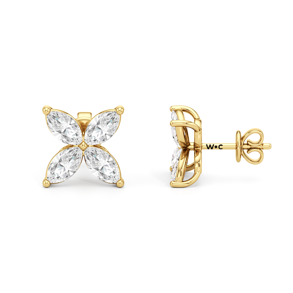 Wildflower Studs with 14KT Yellow Gold / Lab / 1 Cut Diamond in 14KT Yellow Gold / Lab / 1 view 6
