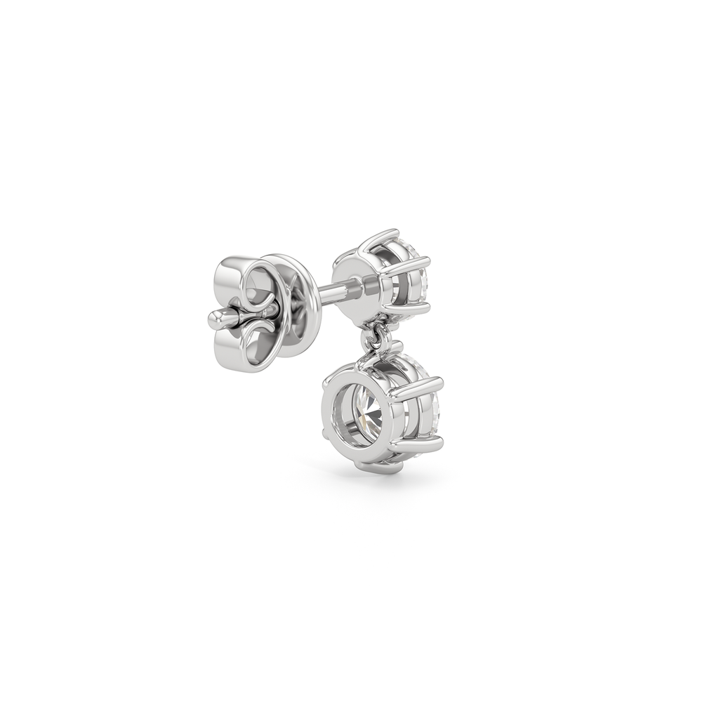 Diamond Duo Stud Earrings with 14KT White Gold / Lab / 1 Cut Diamond in 14KT White Gold / Lab / 1 view 5
