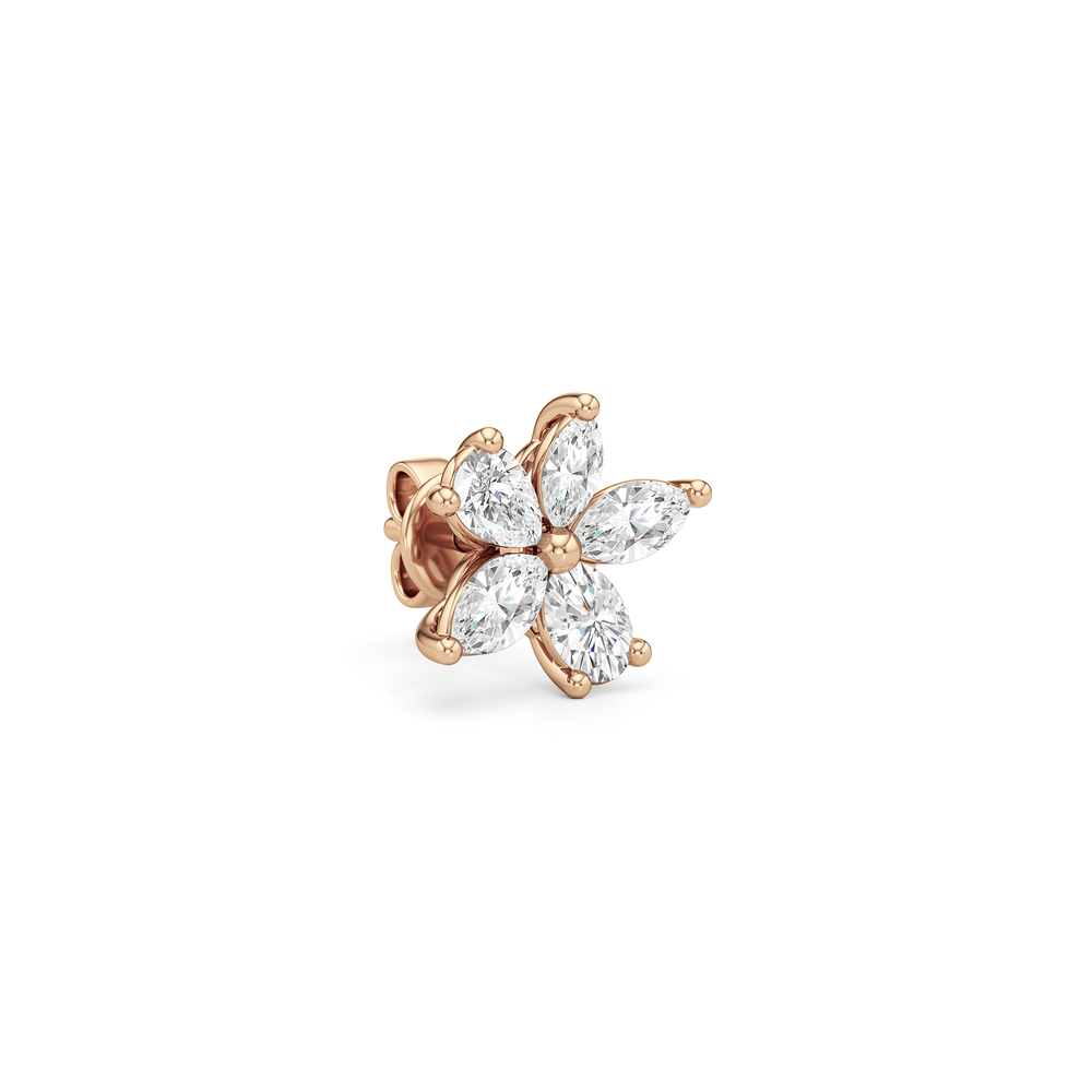 Plumeria Studs with 14KT Rose Gold / Lab / 1 Cut Diamond in 14KT Rose Gold / Lab / 1 view 4

