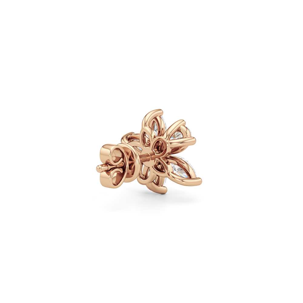 Plumeria Studs with 14KT Rose Gold / Lab / 1 Cut Diamond in 14KT Rose Gold / Lab / 1 view 5
