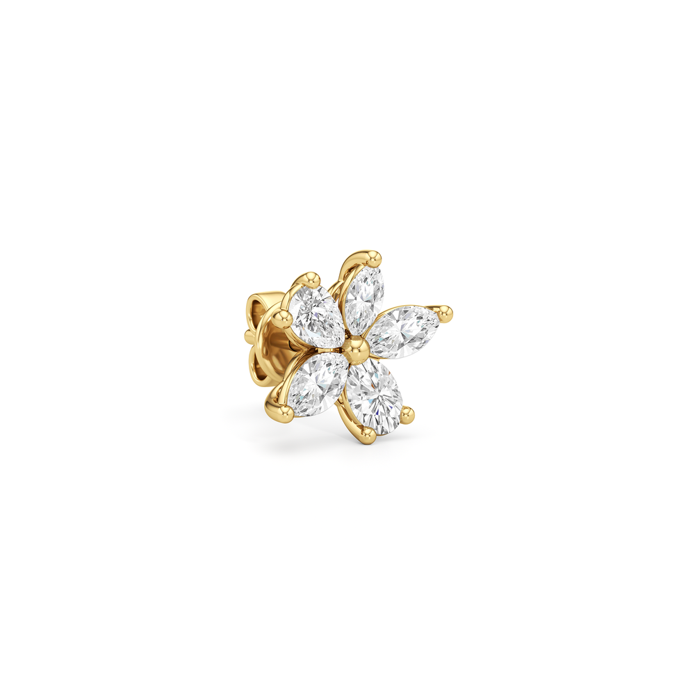 Plumeria Studs with 14KT Yellow Gold / Lab / 1 Cut Diamond in 14KT Yellow Gold / Lab / 1 view 4
