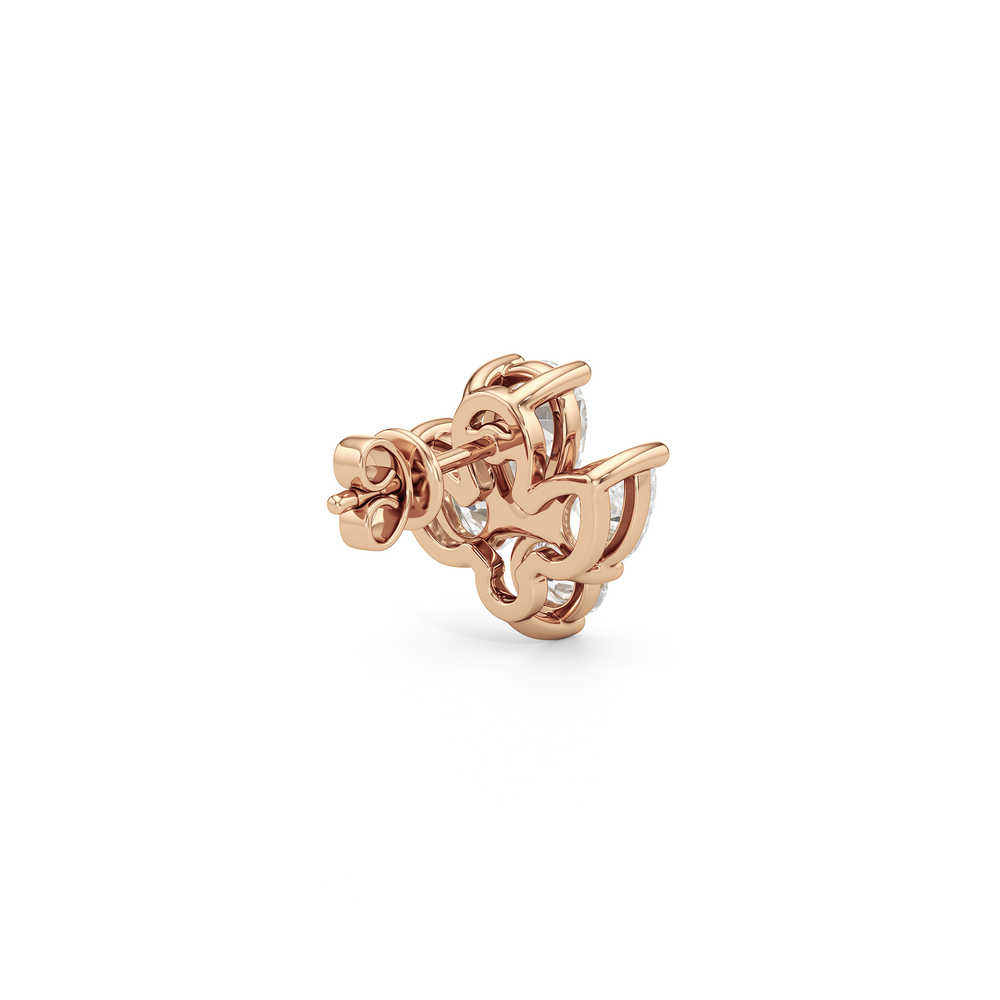 Classic Pear and Round Diamonds Cluster Earrings with 14KT Rose Gold / Lab / 1 Cut Diamond in 14KT Rose Gold / Lab / 1 view 5
