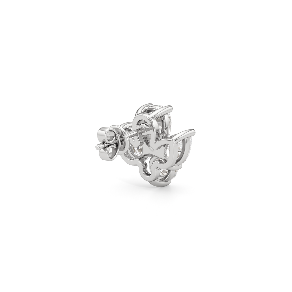 Classic Pear and Round Diamonds Cluster Earrings with 14KT White Gold / Lab / 1 Cut Diamond in 14KT White Gold / Lab / 1 view 5
