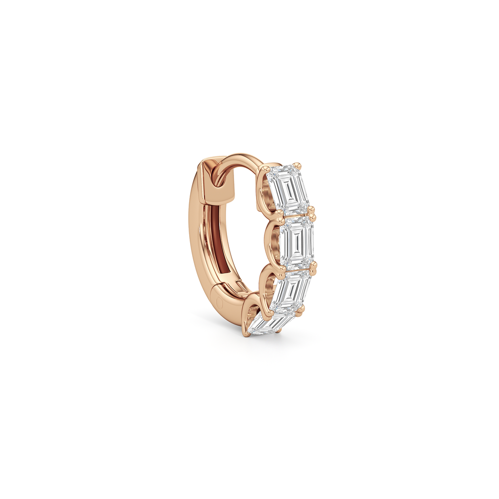 Emerald Cut Huggie Earrings with 14KT Rose Gold / Lab / 1 Cut Diamond in 14KT Rose Gold / Lab / 1 view 4

