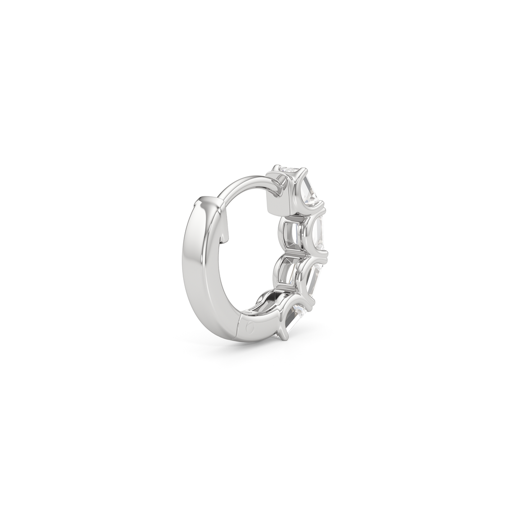 Emerald Cut Huggie Earrings with 14KT White Gold / Lab / 1 Cut Diamond in 14KT White Gold / Lab / 1 view 5
