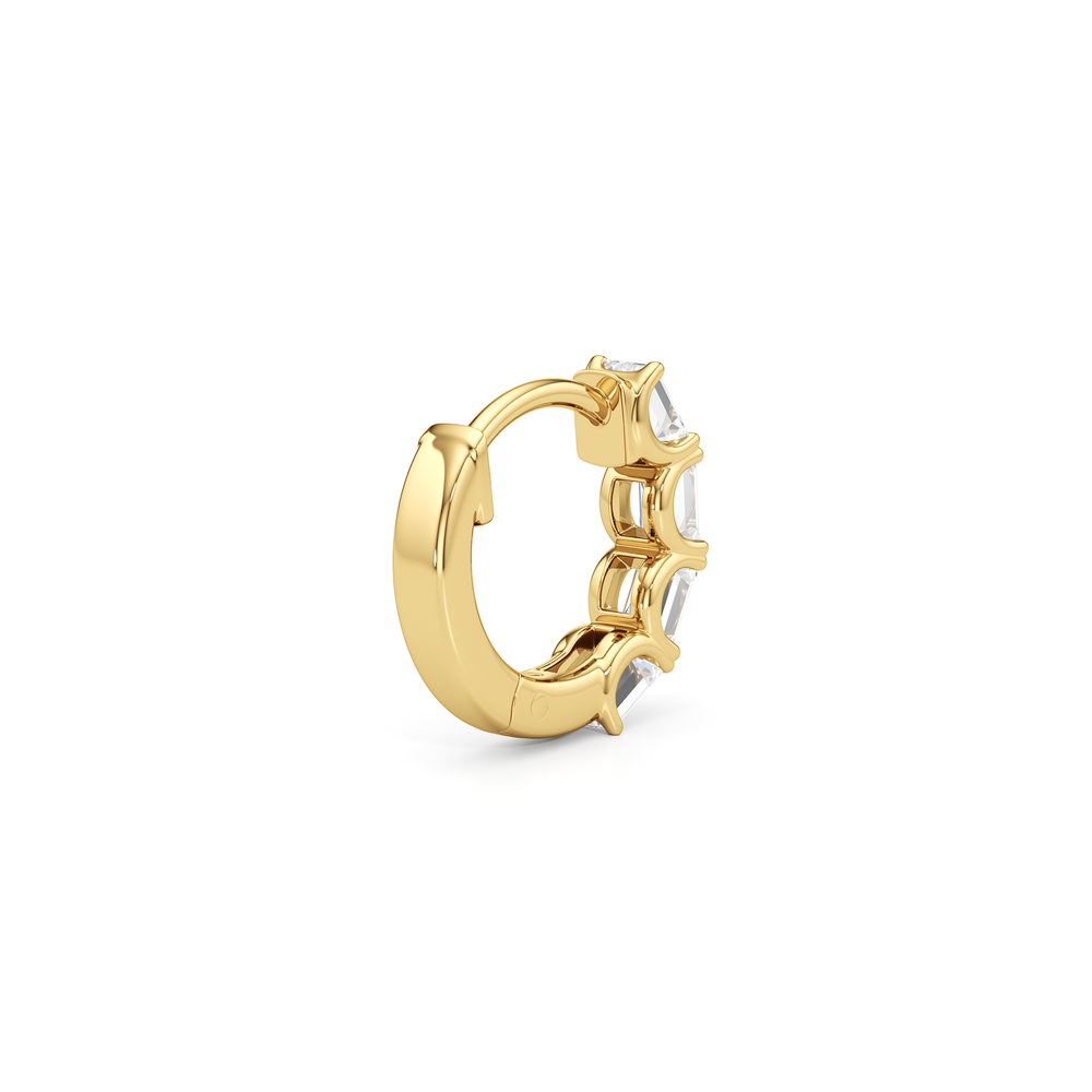 Emerald Cut Huggie Earrings with 14KT Yellow Gold / Lab / 1 Cut Diamond in 14KT Yellow Gold / Lab / 1 view 5
