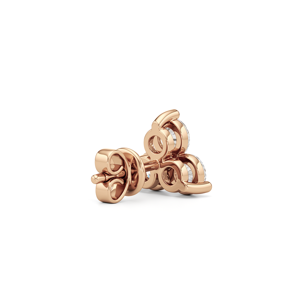 Classic Three Stone Cluster Diamond Earrings with 14KT Rose Gold / Lab / 1 Cut Diamond in 14KT Rose Gold / Lab / 1 view 5
