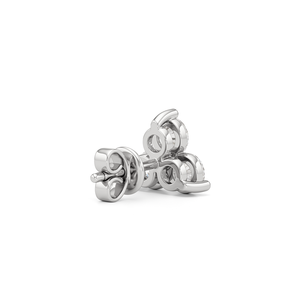 Classic Three Stone Cluster Diamond Earrings with 14KT White Gold / Lab / 1 Cut Diamond in 14KT White Gold / Lab / 1 view 5
