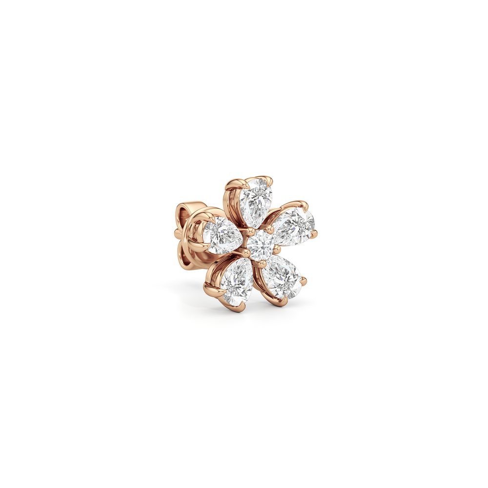 Daisy Studs with 14KT Rose Gold / Lab / 1 Cut Diamond in 14KT Rose Gold / Lab / 1 view 4
