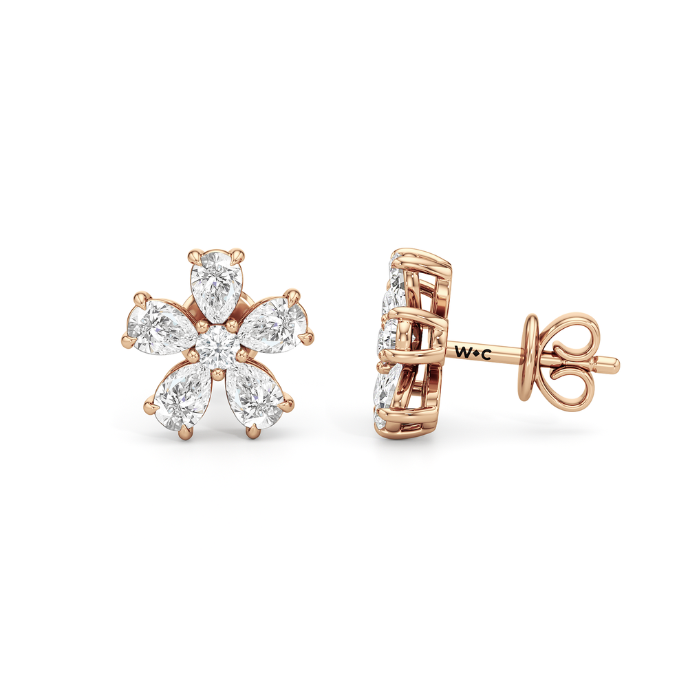 Daisy Studs with 14KT Rose Gold / Lab / 1 Cut Diamond in 14KT Rose Gold / Lab / 1 view 6
