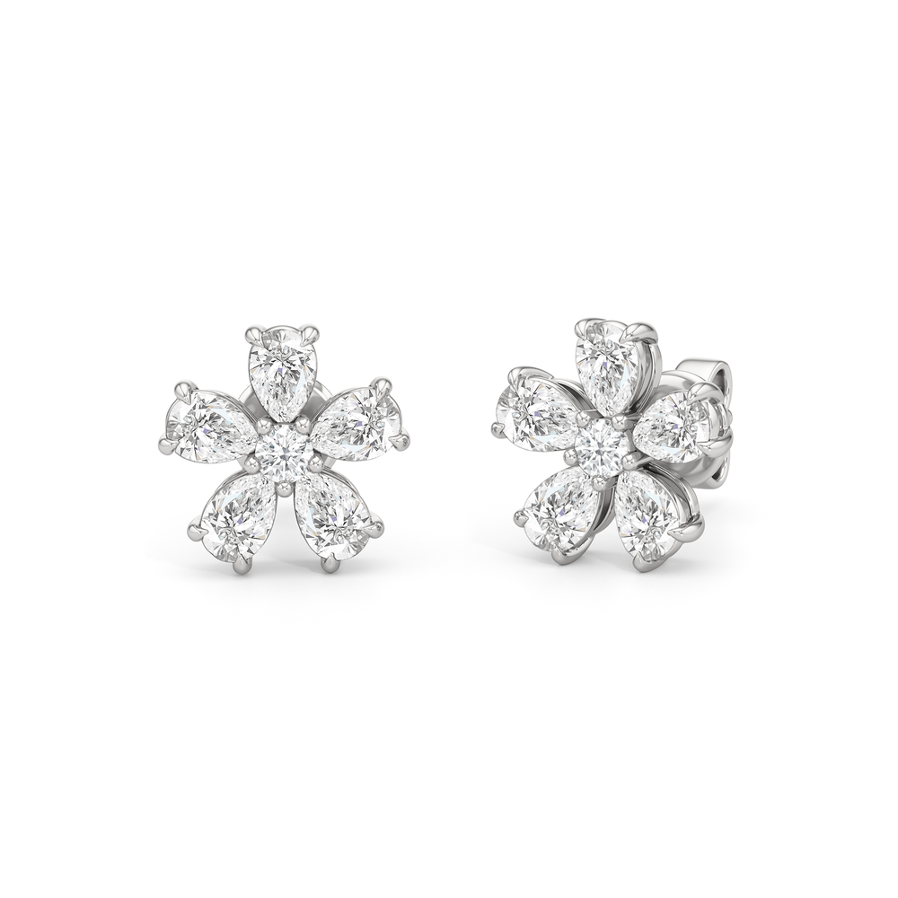 Daisy Studs with 14KT White Gold / Lab / 1 Cut Diamond in 14KT White Gold / Lab / 1 view 1
