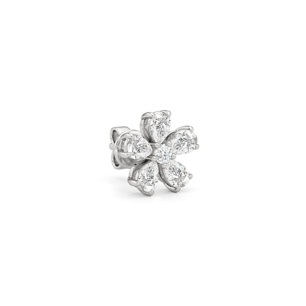 Daisy Studs with 14KT White Gold / Lab / 1 Cut Diamond in 14KT White Gold / Lab / 1 view 4

