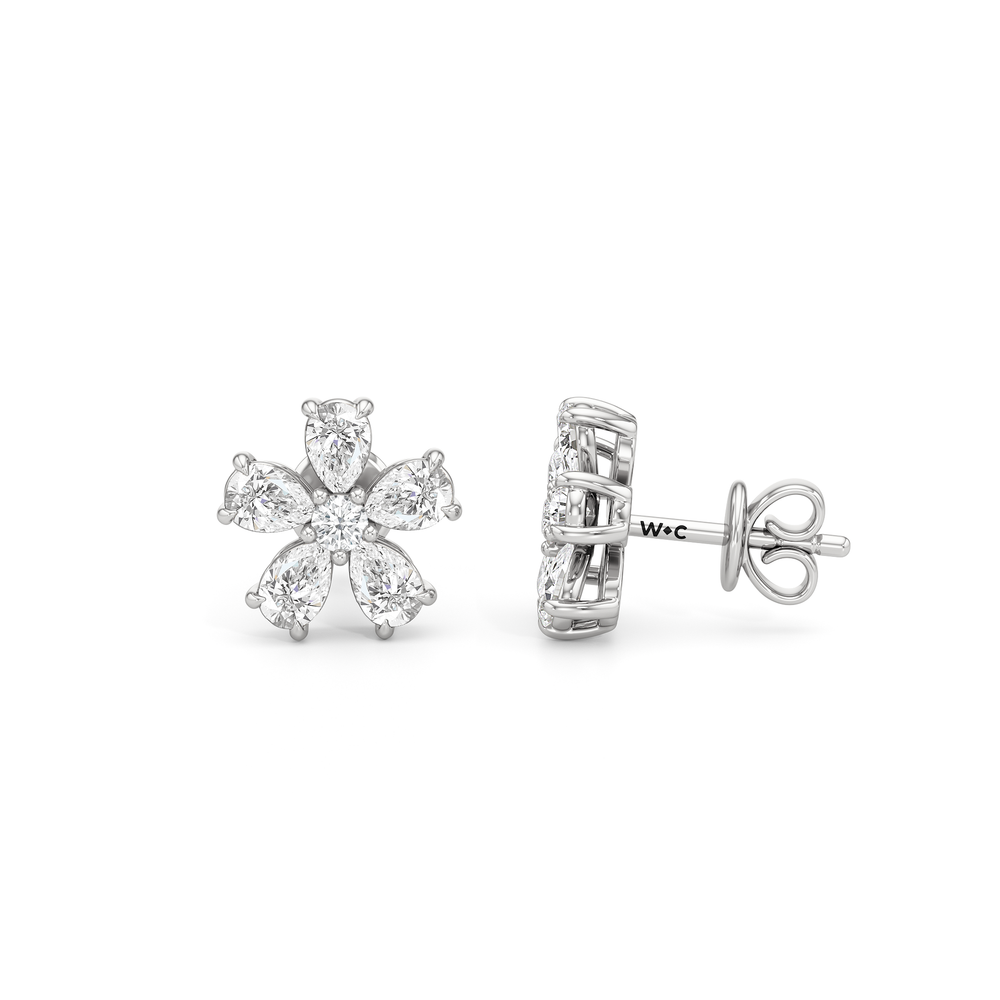 Daisy Studs with 14KT White Gold / Lab / 1 Cut Diamond in 14KT White Gold / Lab / 1 view 6
