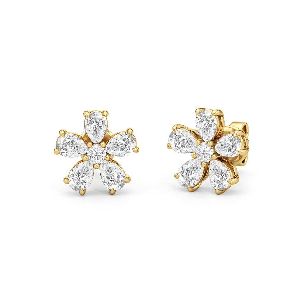 Daisy Studs with 14KT Yellow Gold / Lab / 1 Cut Diamond in 14KT Yellow Gold / Lab / 1 view 1

