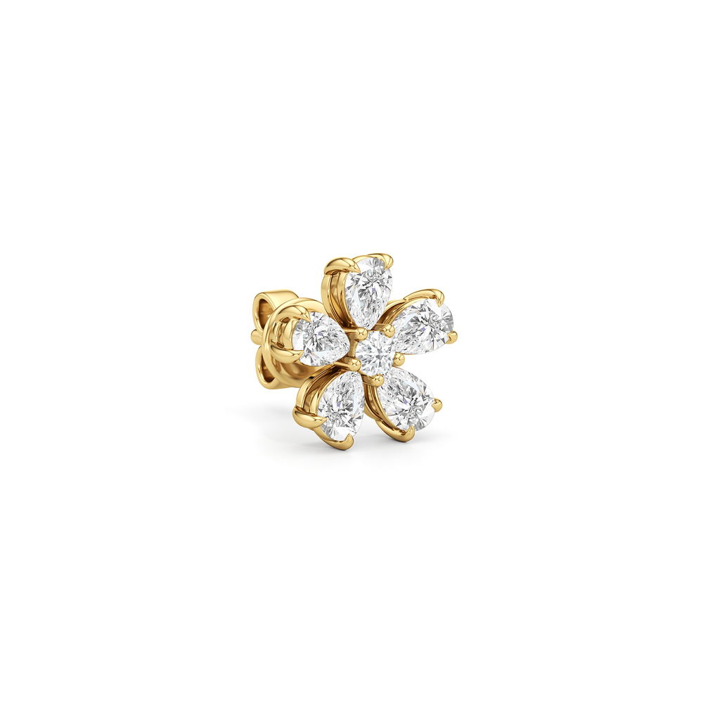 Daisy Studs with 14KT Yellow Gold / Lab / 1 Cut Diamond in 14KT Yellow Gold / Lab / 1 view 4
