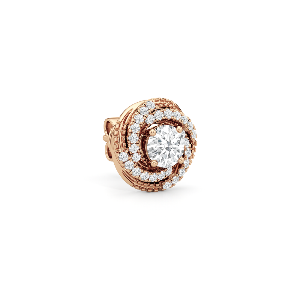 Galaxy Halo Diamond Earrings with 14KT Rose Gold / Lab / 1 Cut Diamond in 14KT Rose Gold / Lab / 1 view 4
