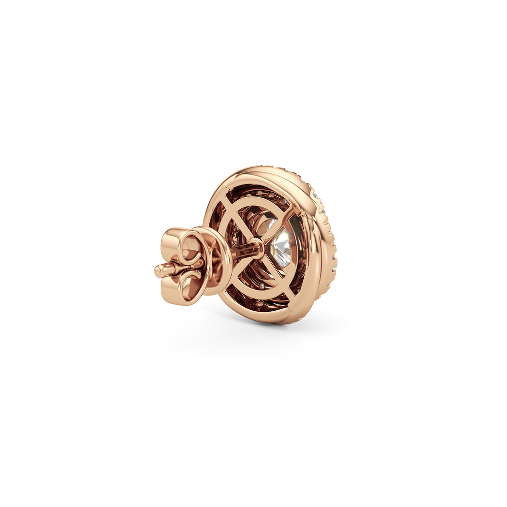 Galaxy Halo Diamond Earrings with 14KT Rose Gold / Lab / 1 Cut Diamond in 14KT Rose Gold / Lab / 1 view 5
