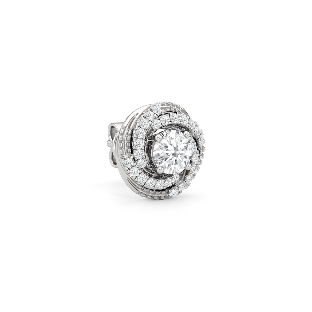Galaxy Halo Diamond Earrings with 14KT White Gold / Lab / 1 Cut Diamond in 14KT White Gold / Lab / 1 view 4
