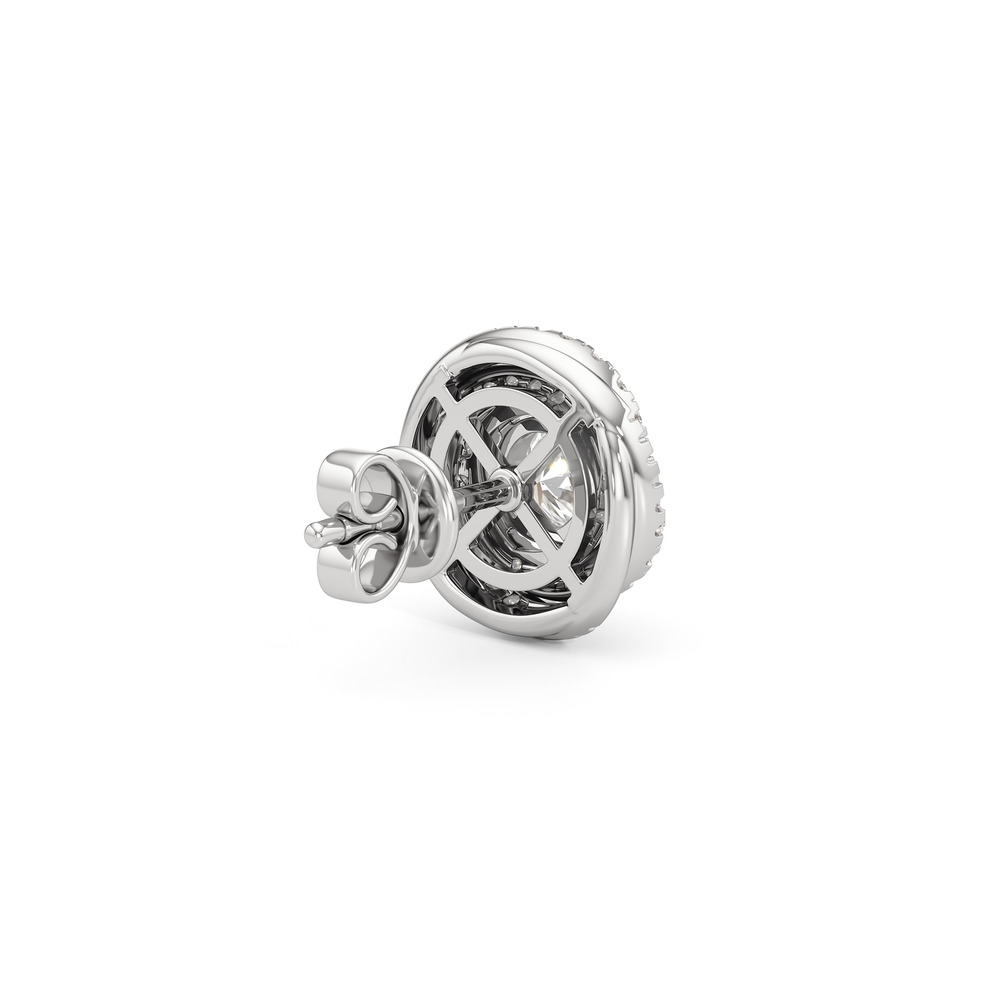 Galaxy Halo Diamond Earrings with 14KT White Gold / Lab / 1 Cut Diamond in 14KT White Gold / Lab / 1 view 5
