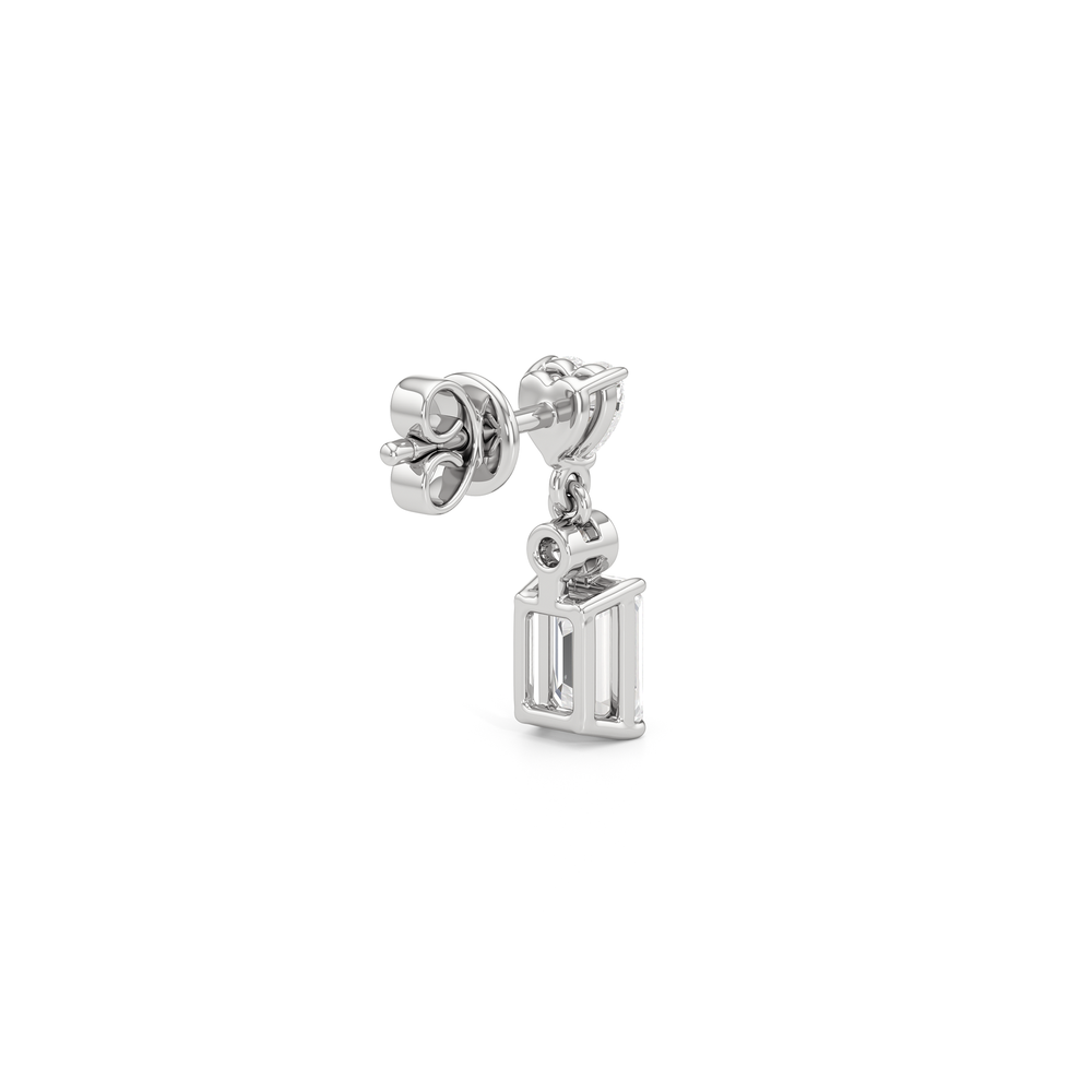 Heart Shape with Emerald Drop Earrings with 14KT White Gold / Lab / 2 Cut Diamond in 14KT White Gold / Lab / 2 view 5
