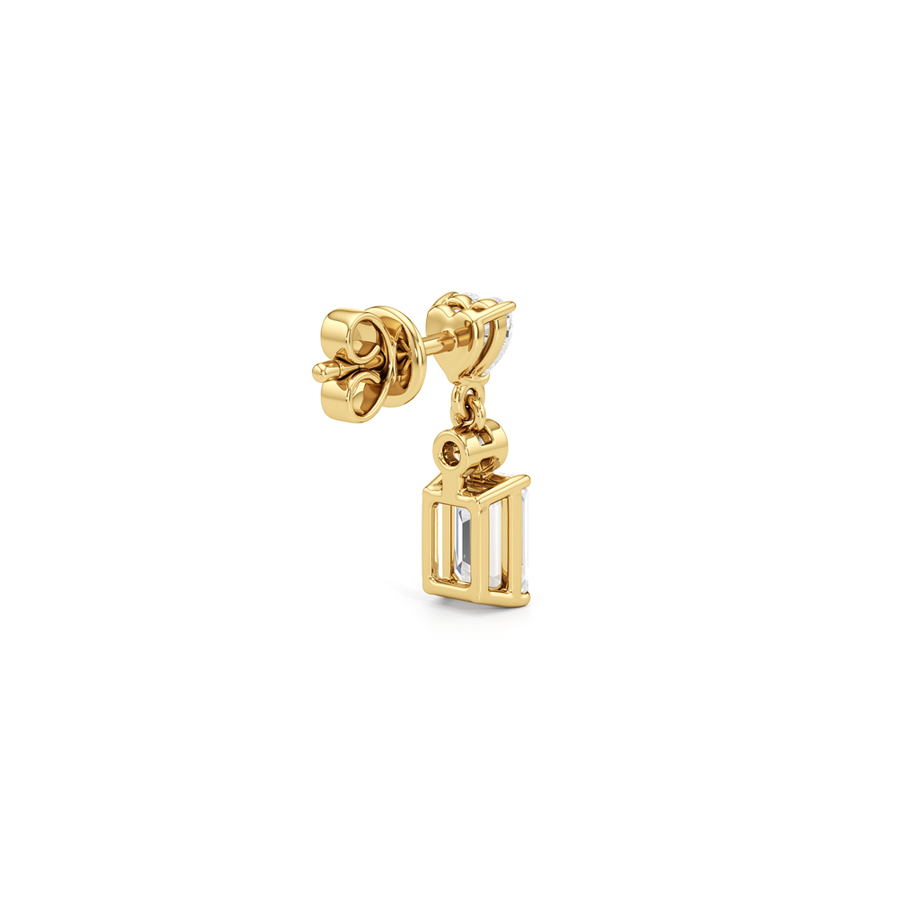 Heart Shape with Emerald Drop Earrings with 14KT Yellow Gold / Lab / 2 Cut Diamond in 14KT Yellow Gold / Lab / 2 view 5
