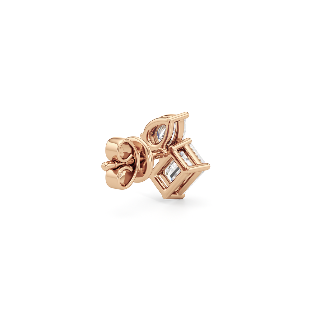 Toi et Moi Pear Emerald Studs with 14KT Rose Gold / Lab / 1 Cut Diamond in 14KT Rose Gold / Lab / 1 view 5
