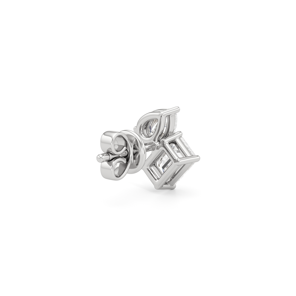 Toi et Moi Pear Emerald Studs with 14KT White Gold / Lab / 1 Cut Diamond in 14KT White Gold / Lab / 1 view 5
