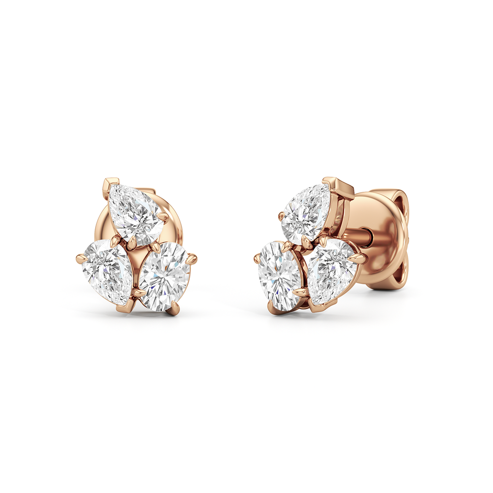 Trilogy Genesis Earrings with 14KT Rose Gold / Lab / 1/2 Cut Diamond in 14KT Rose Gold / Lab / 1/2 view 1
