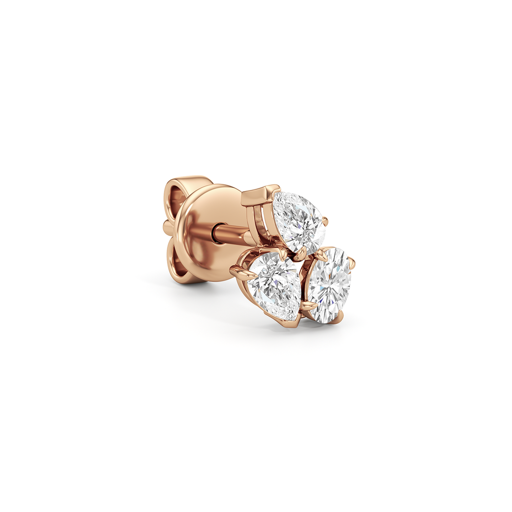 Trilogy Genesis Earrings with 14KT Rose Gold / Lab / 1/2 Cut Diamond in 14KT Rose Gold / Lab / 1/2 view 4
