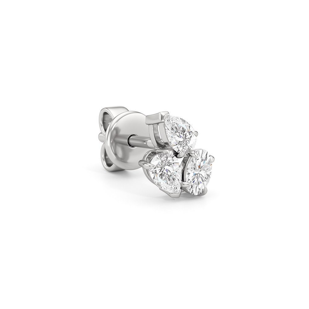Trilogy Genesis Earrings with 14KT White Gold / Lab / 1/2 Cut Diamond in 14KT White Gold / Lab / 1/2 view 4
