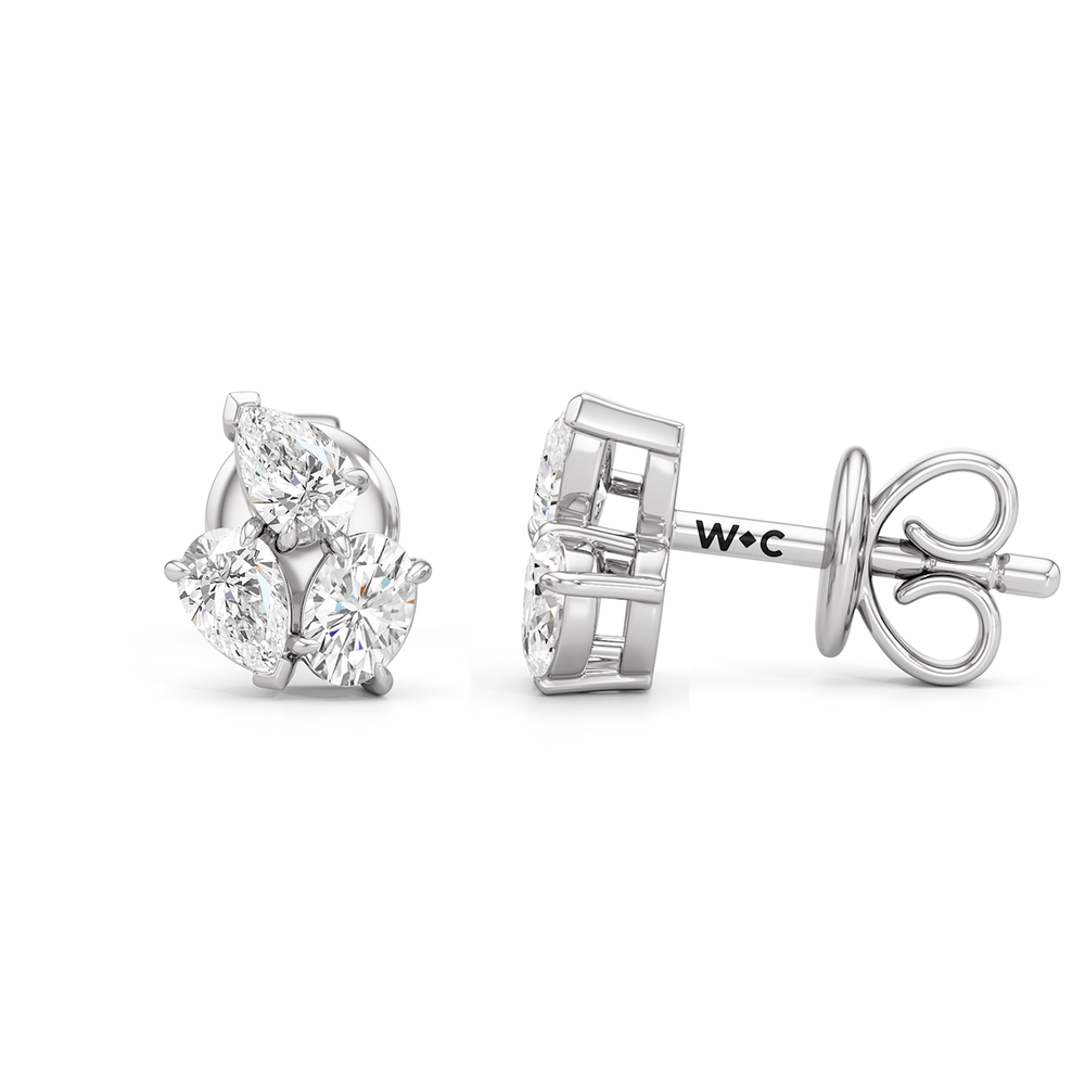 Trilogy Genesis Earrings with 14KT White Gold / Lab / 1/2 Cut Diamond in 14KT White Gold / Lab / 1/2 view 6
