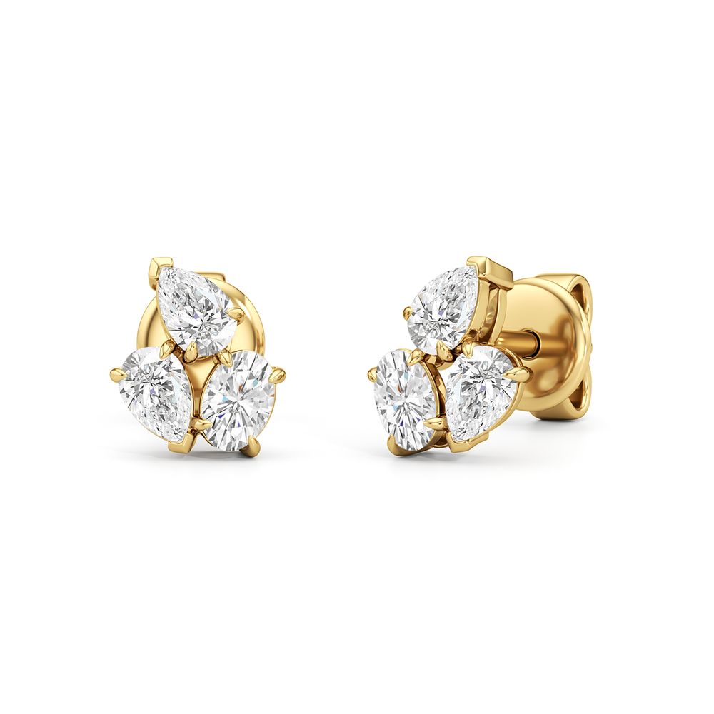 Trilogy Genesis Earrings with 14KT Yellow Gold / Lab / 1/2 Cut Diamond in 14KT Yellow Gold / Lab / 1/2 view 1
