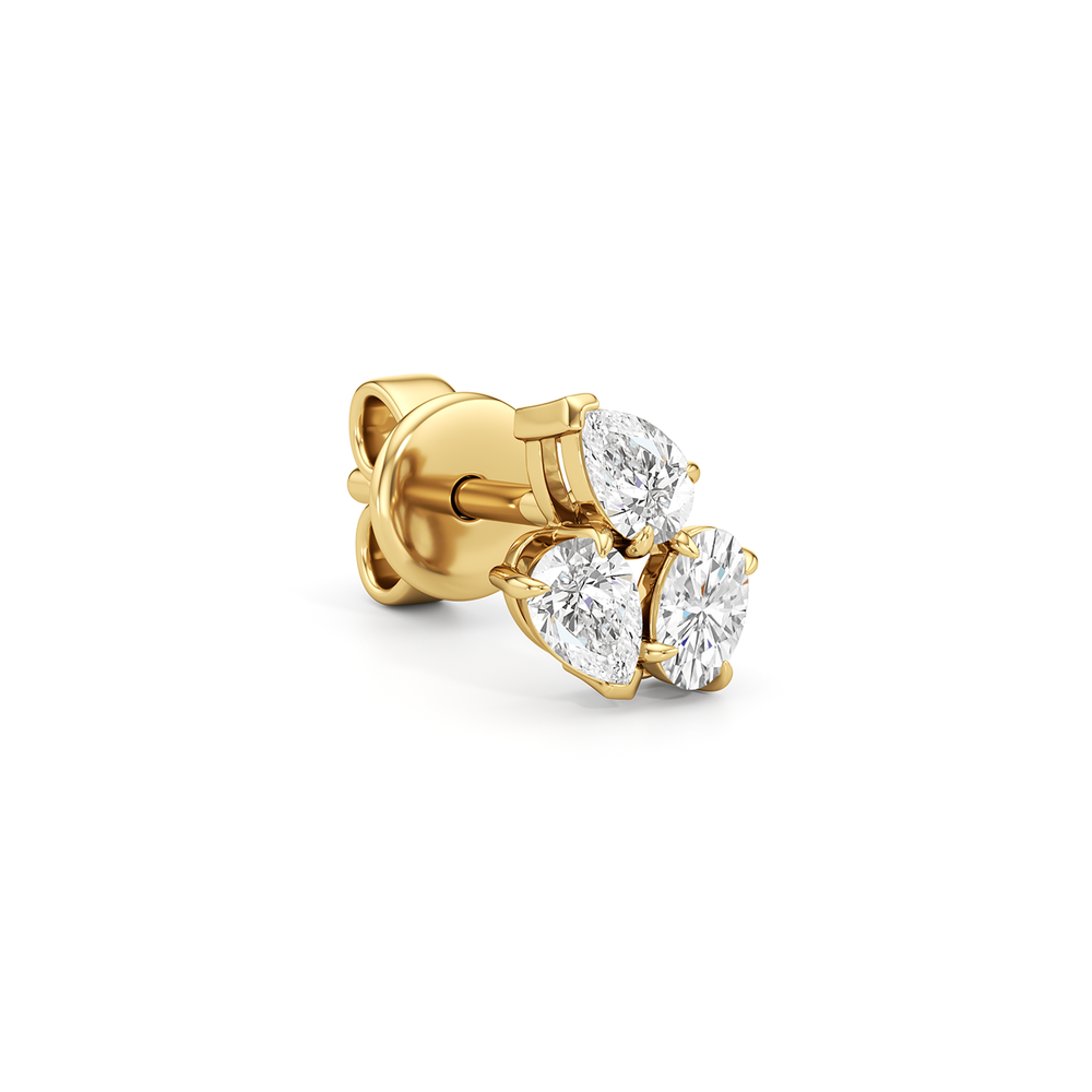 Trilogy Genesis Earrings with 14KT Yellow Gold / Lab / 1/2 Cut Diamond in 14KT Yellow Gold / Lab / 1/2 view 4
