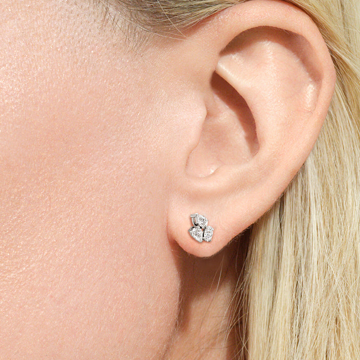 Trilogy Genesis Earrings with 14KT White Gold / Lab / 1/2 Cut Diamond in 14KT White Gold / Lab / 1/2 view 3
