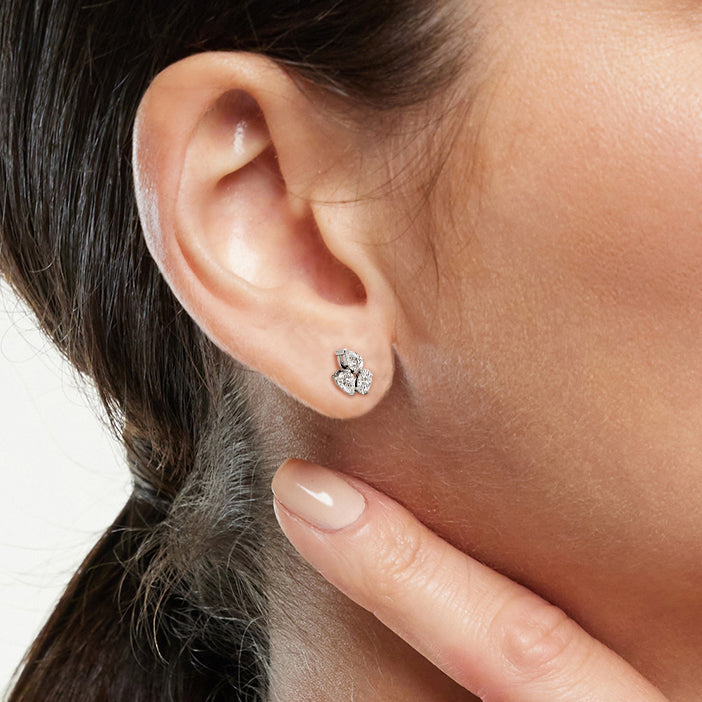 Trilogy Genesis Earrings with 14KT Rose Gold / Lab / 1/2 Cut Diamond in 14KT Rose Gold / Lab / 1/2 view 2
