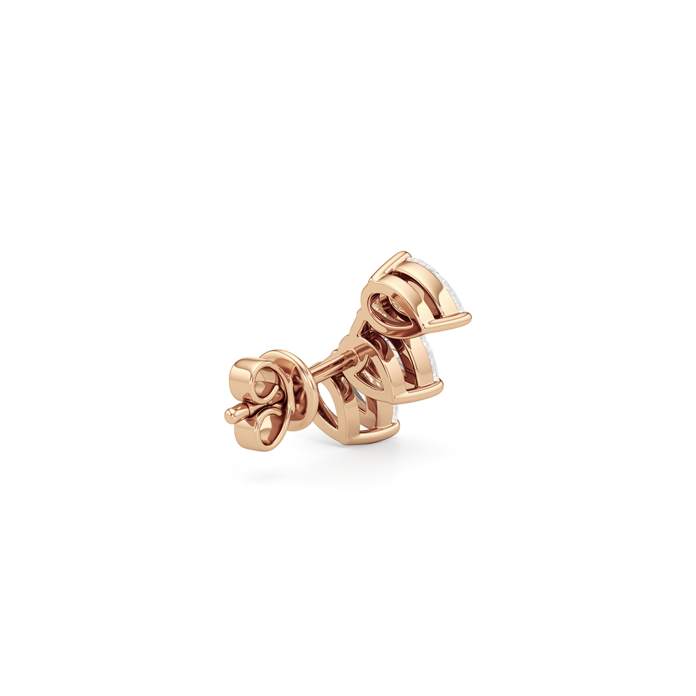 Trilogy Pear Cut Climber Earrings with 14KT Rose Gold / Lab / 3/4 Cut Diamond in 14KT Rose Gold / Lab / 3/4 view 5
