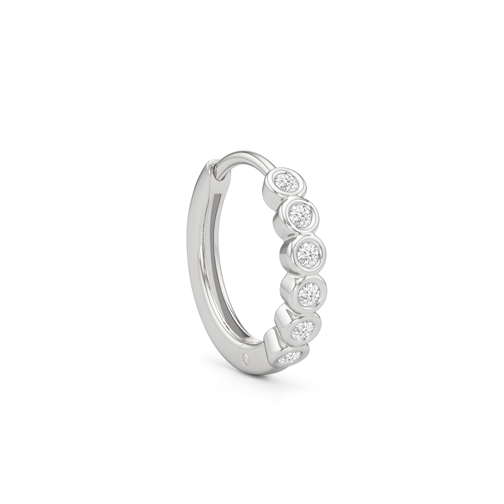Muse Huggie Hoops with 14KT White Gold / Lab / 1/8 Cut Diamond in 14KT White Gold / Lab / 1/8 view 5
