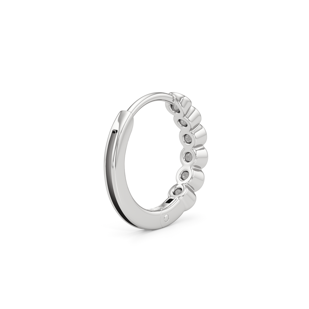 Muse Huggie Hoops with 14KT White Gold / Lab / 1/8 Cut Diamond in 14KT White Gold / Lab / 1/8 view 6
