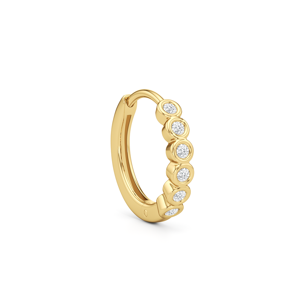 Muse Huggie Hoops with 14KT Yellow Gold / Lab / 1/8 Cut Diamond in 14KT Yellow Gold / Lab / 1/8 view 5
