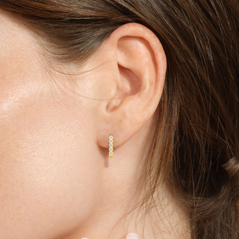 Muse Huggie Hoops with 14KT Rose Gold / Lab / 1/8 Cut Diamond in 14KT Rose Gold / Lab / 1/8 view 4
